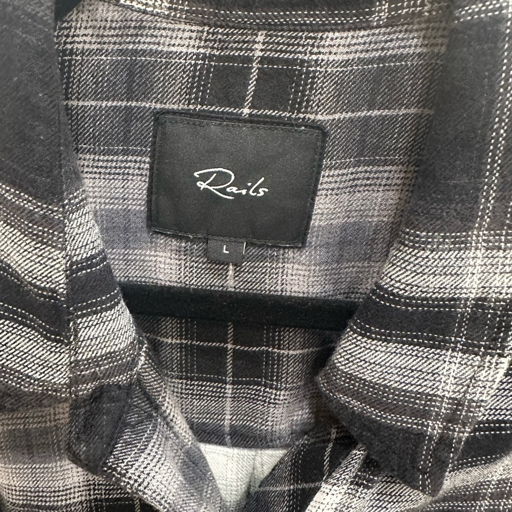 Rails Skyline Mixed Plaid Button-Up Shirt - Black and White - Picture 3 of 4